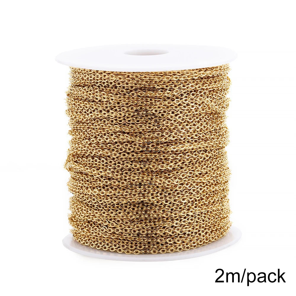 Jewelry Chains . Stainless Steel Necklace Gold Color Bulk Chain Craft Supplies