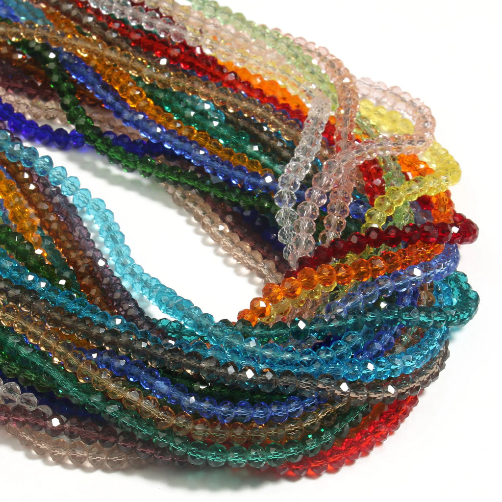 Glass Beads Multicolor Transparent Faceted Oval Shape Crystal Bracelet Supplies