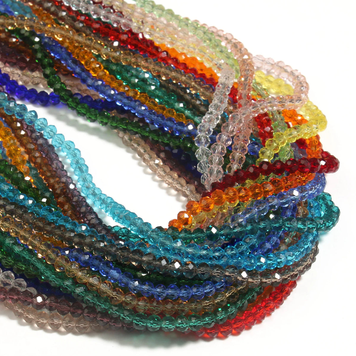 Glass Beads Multicolor Transparent Faceted Oval Shape Crystal Bracelet Supplies