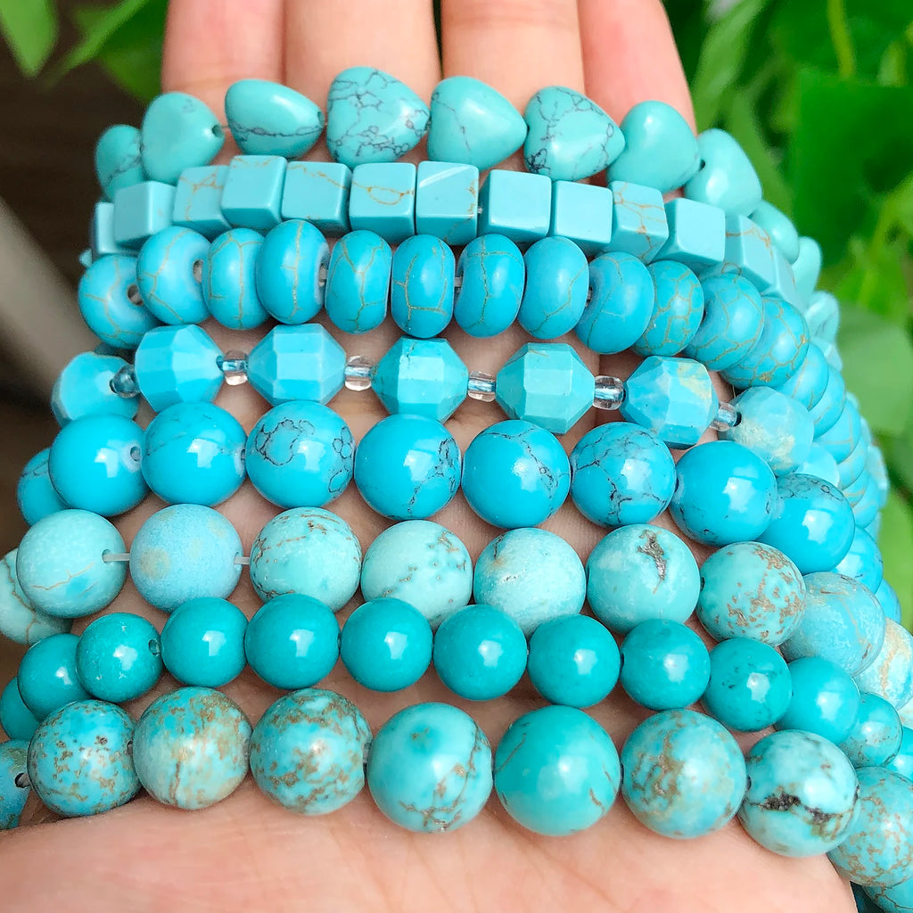 Stone Beads 18style Blue Turquoises-Style Matte Faceted Round Rondelles