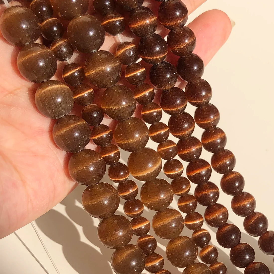 Glass Beads Pink Cat Eye Opal-Style Round for DIY Jewelry Making Craft Beads