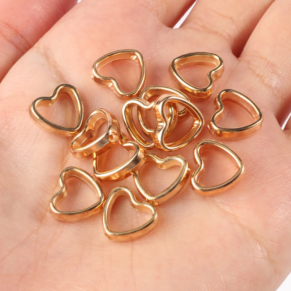 CCB Bead Frames Gold Color Heart Double-Hole for DIY Jewelry Making Craft Beads