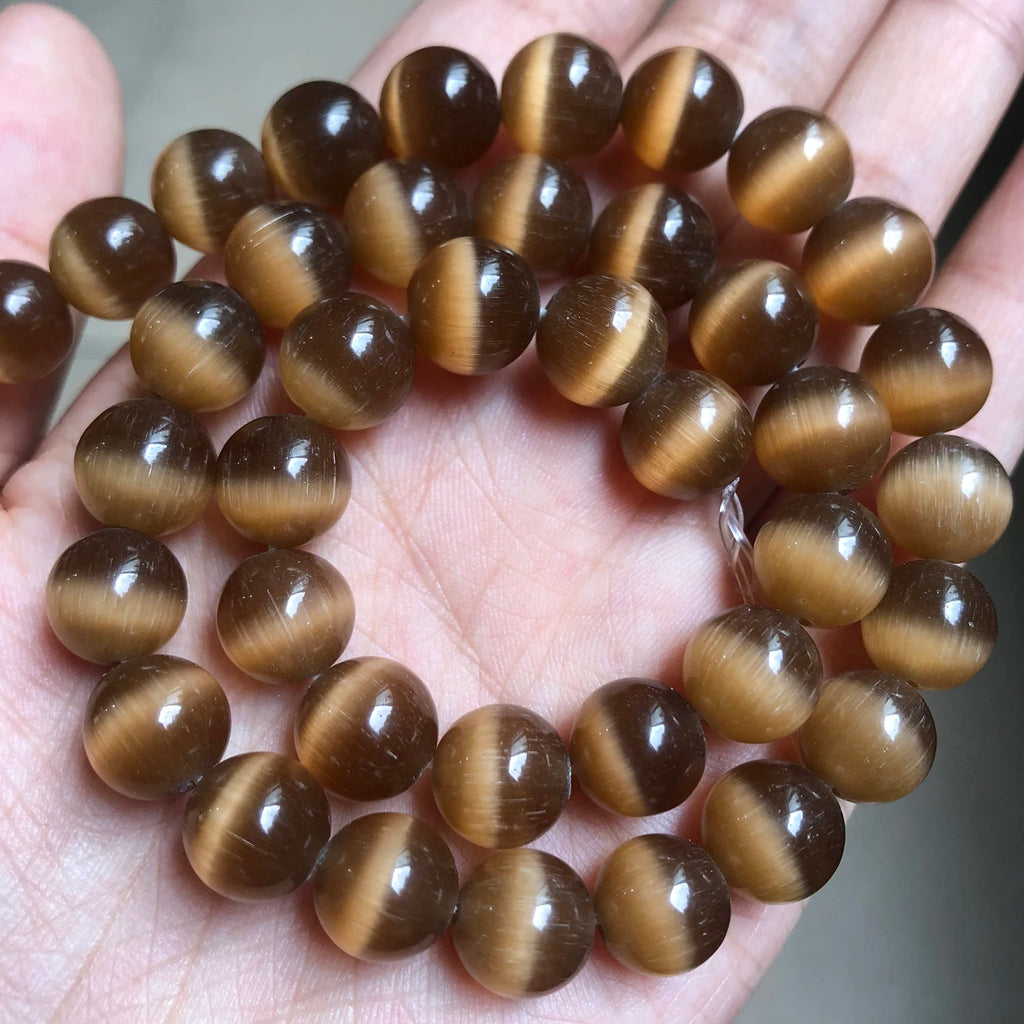 Glass Beads Pink Cat Eye Opal-Style Round for DIY Jewelry Making Craft Beads