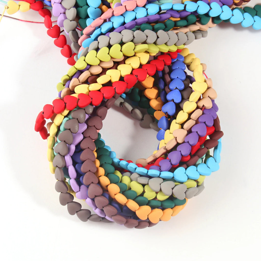 Stone Beads Rubber Heart Shape Multicolor Hematite Round Bracelet Craft Beads