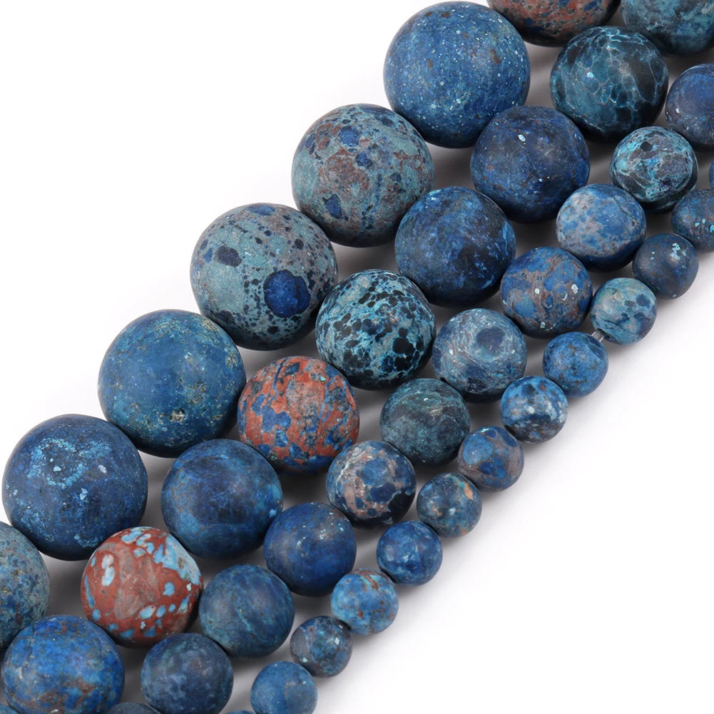 Stone Beads Matte Round Blue Howlite-Style for DIY Jewelry Making Craft Beads