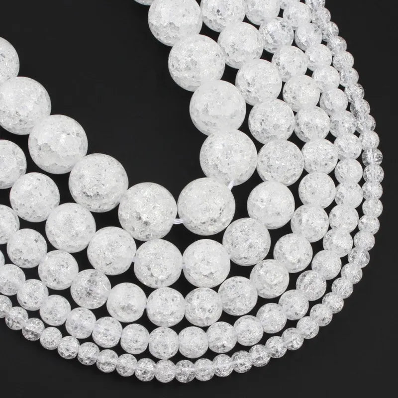 Stone Beads Round Multicolor Cracked Quartz-Style for DIY Jewelry Making