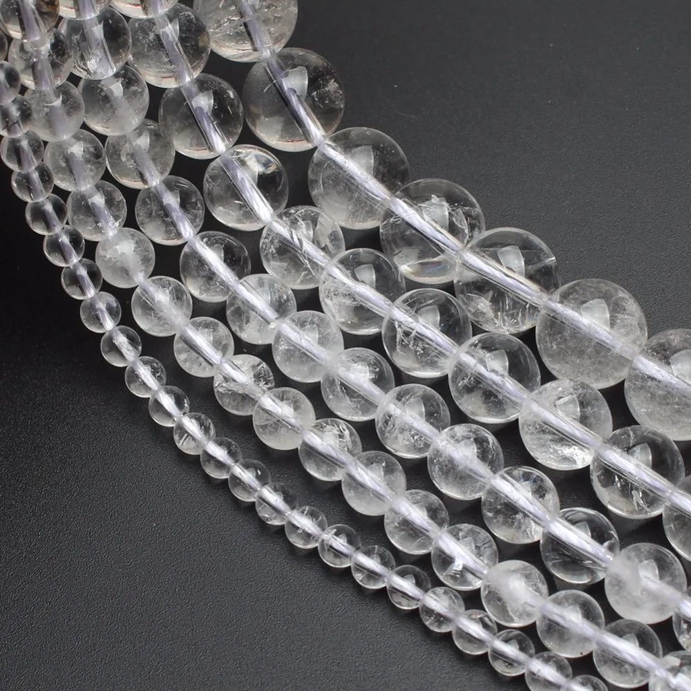 Stone Beads Round Clear Quartz-Style Spacer Strand for DIY Jewelry Making