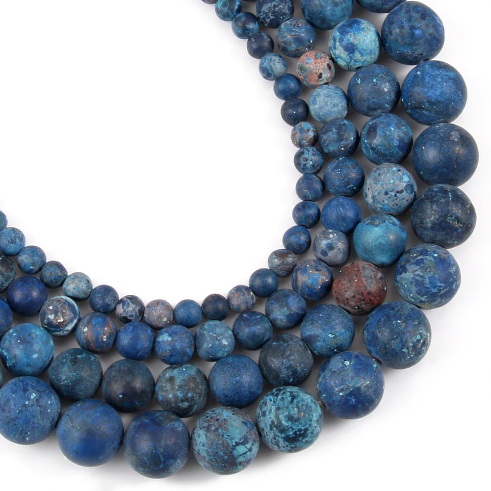 Stone Beads Matte Round Blue Howlite-Style for DIY Jewelry Making Craft Beads