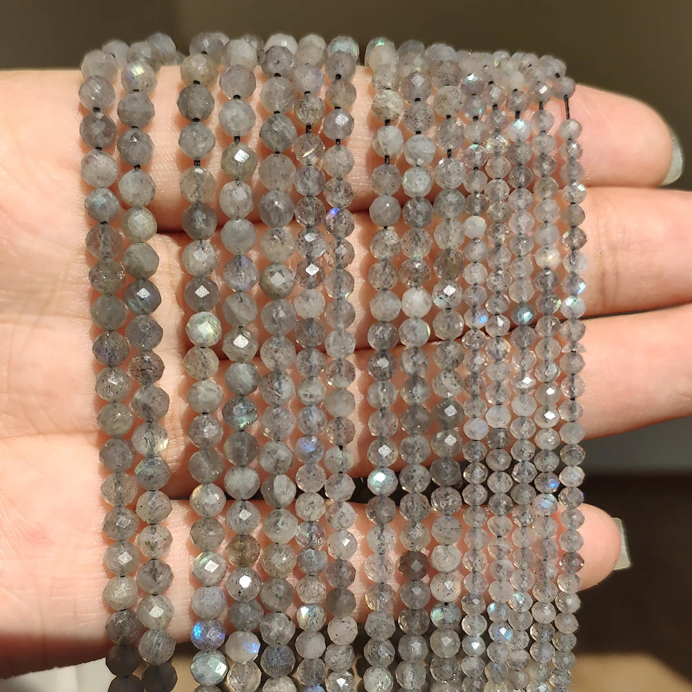 Stone Beads Tiny Faceted White Moonstone-Style for DIY Jewelry Making
