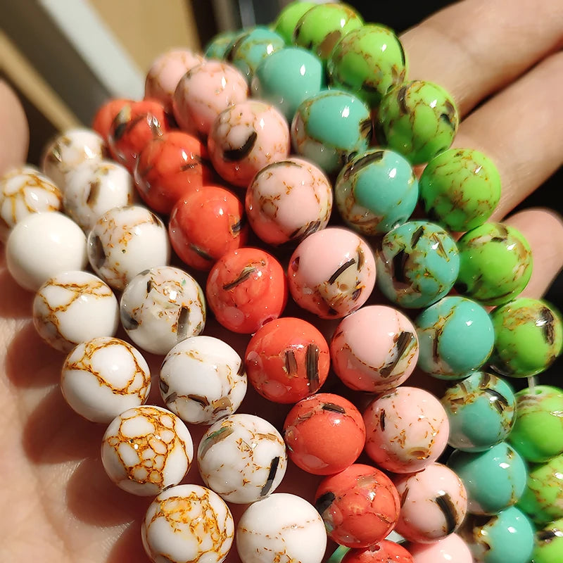 Stone Beads Round Turquoise Howlite Jasper Styles for DIY Jewelry Making