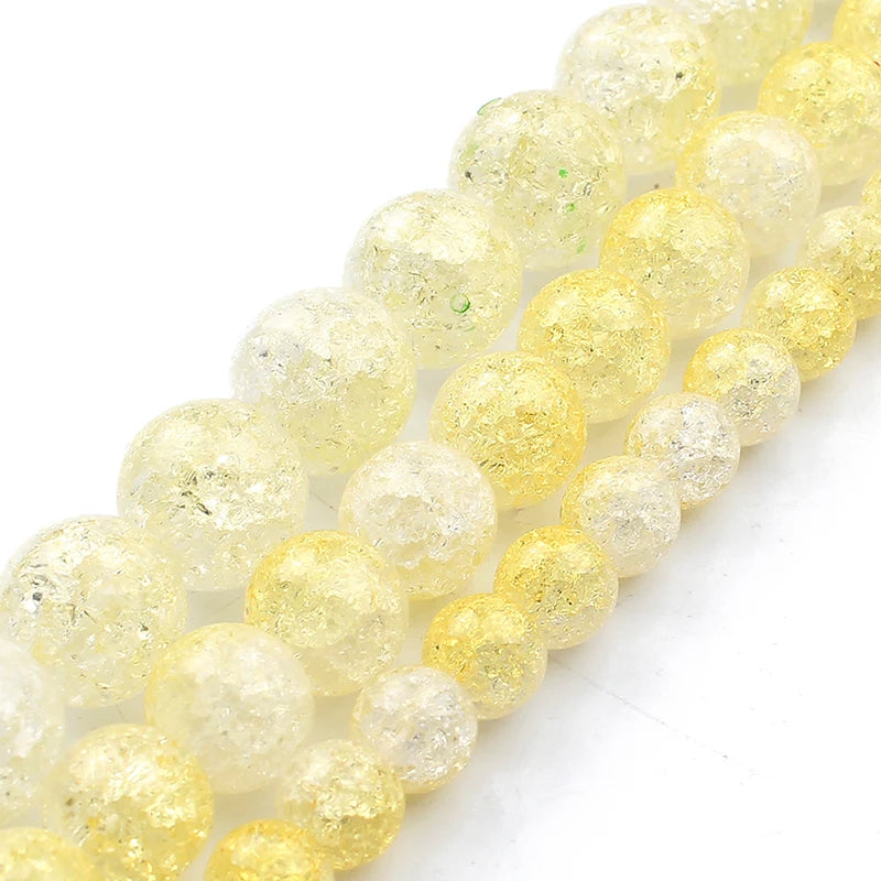 Stone Beads Round Multicolor Cracked Quartz-Style for DIY Jewelry Making