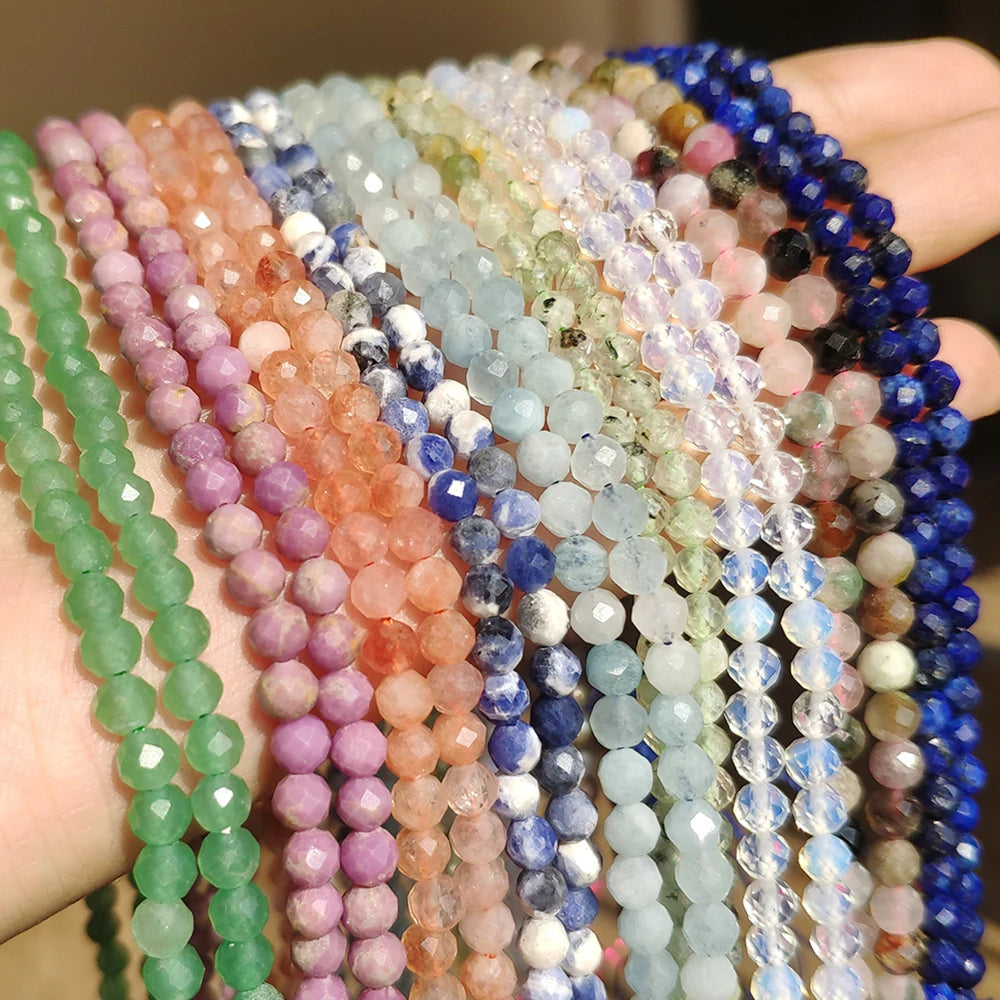 Stone Beads Faceted Emeralds Agates Crystal Gems Tiny Beadwork Bracelet Supplies