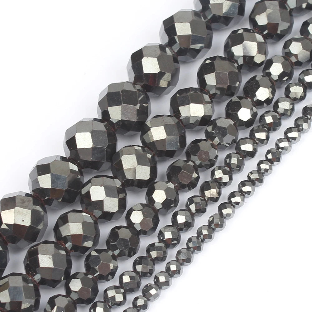 Stone Beads Mineral Rhodium Faceted Hematite Spacer Bracelet Bracelet Supplies
