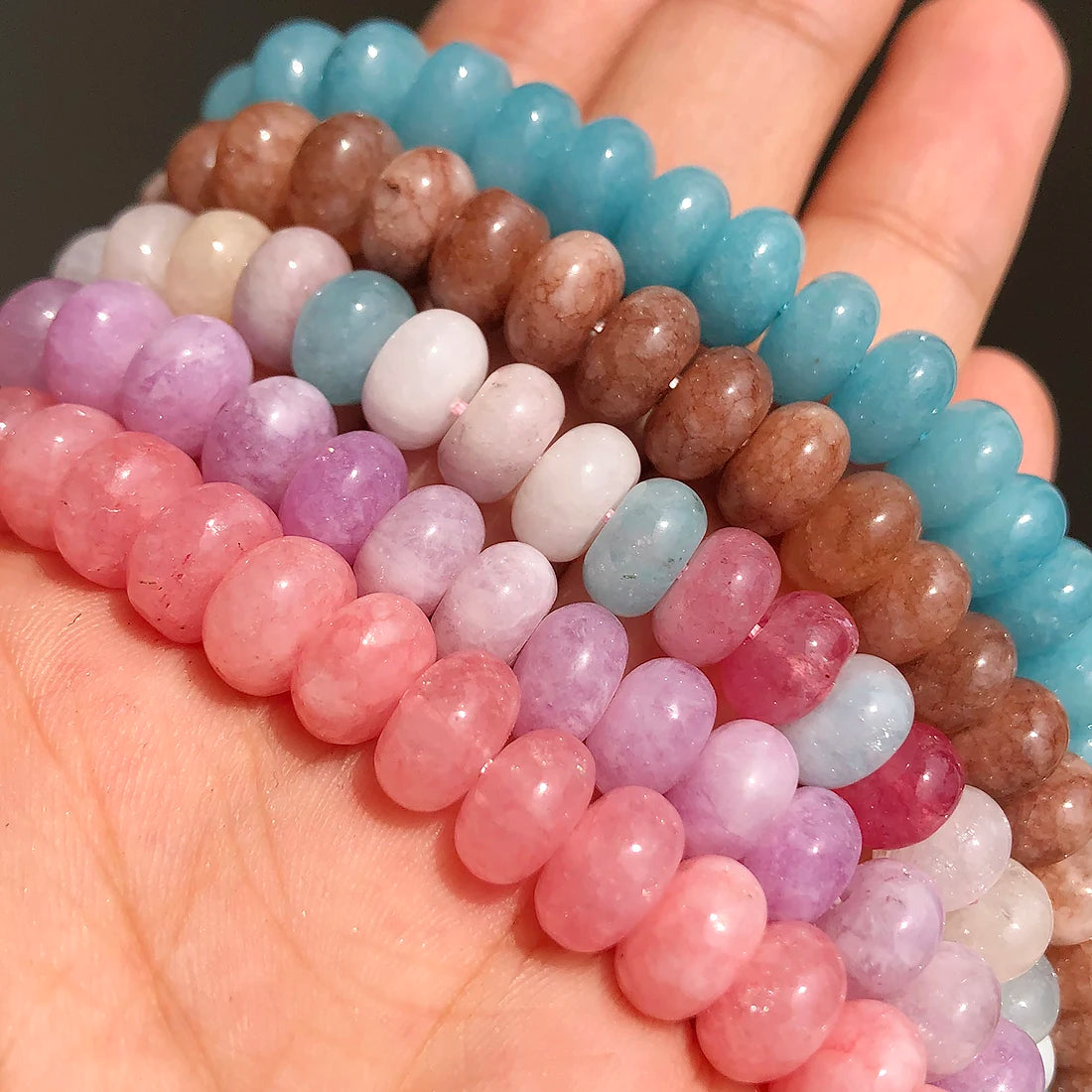 Stone Beads Round Purple Blue Angelite-Style Rondelle for DIY Jewelry Making