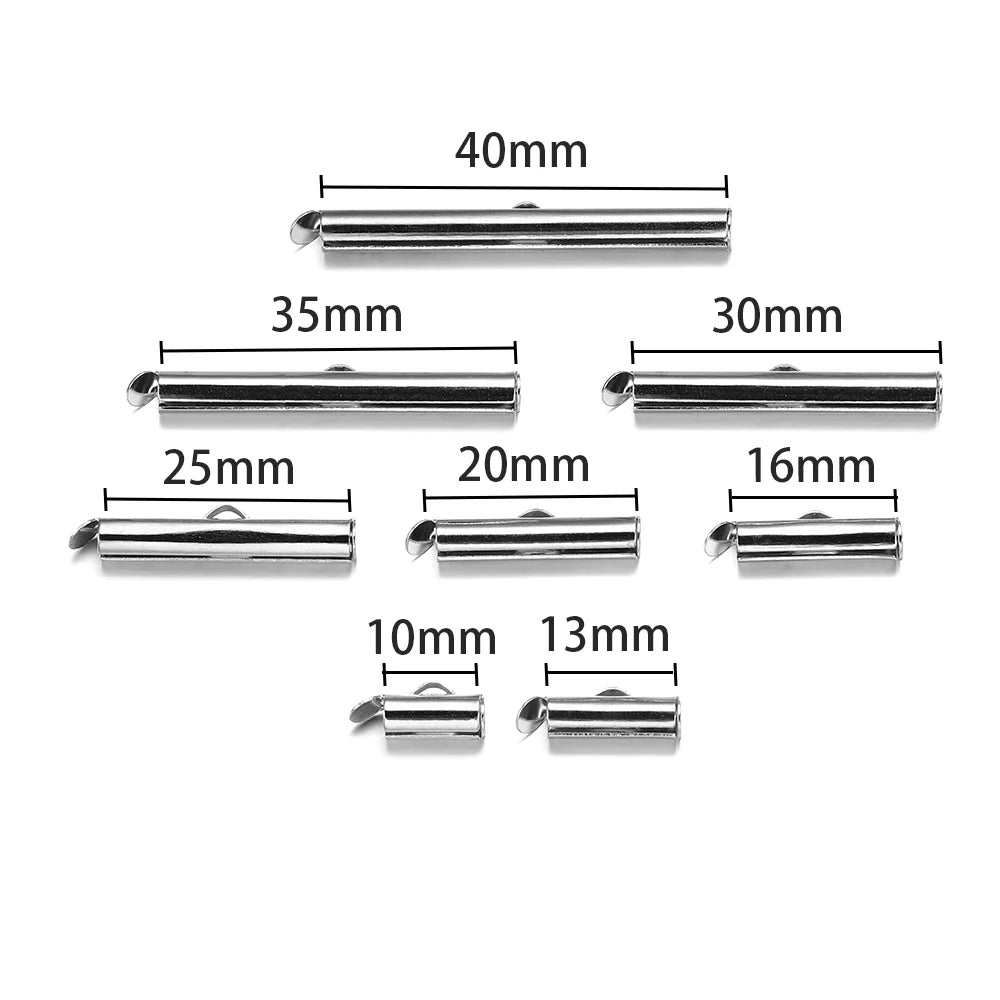 Cord End Clasps Slide-On Crimp Tubes with Chains DIY Jewelry Making