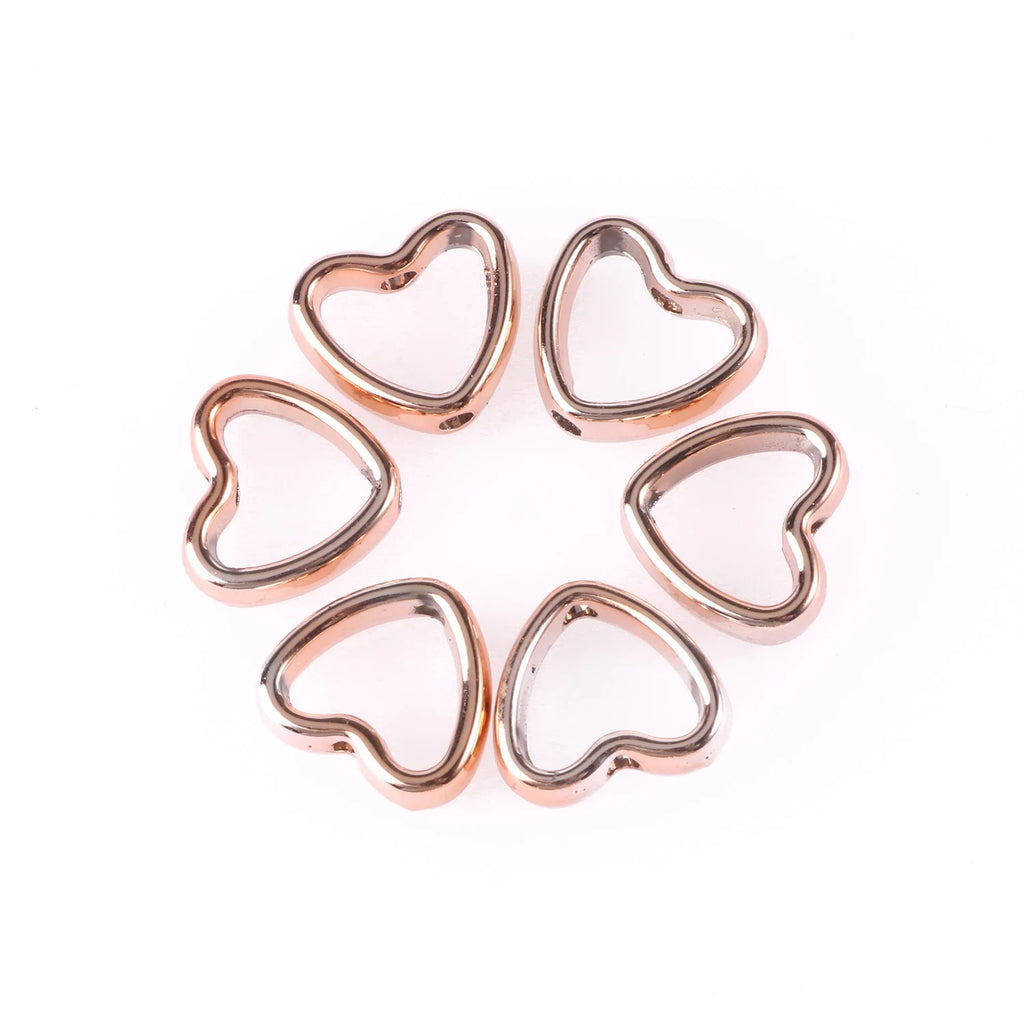 CCB Bead Frames Gold Color Heart Double-Hole for DIY Jewelry Making Craft Beads