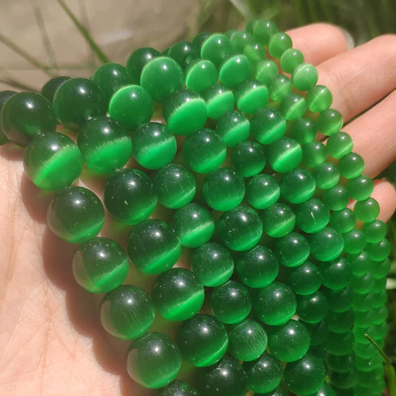 Glass Beads Round Cat Eye Opal-Style Mixed Colors for DIY Jewelry Making