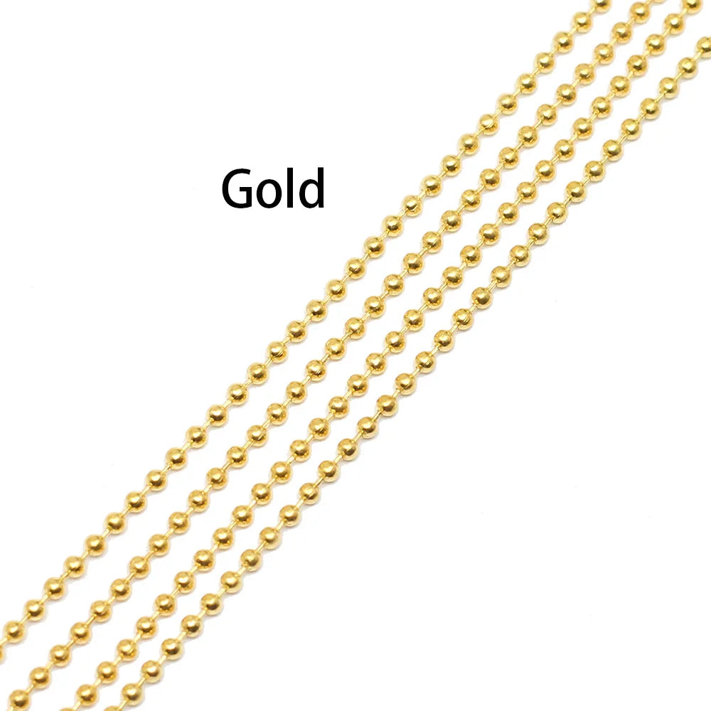 Metal Beads Dia Gold Black Color Ball Chains Necklaces for DIY Jewelry Making