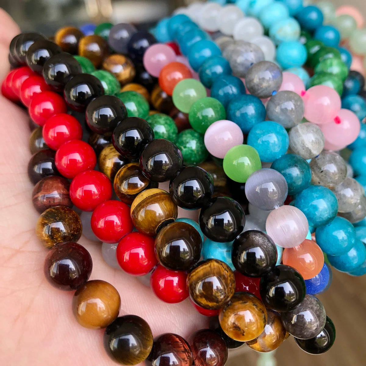 Stone Beads Lava Rose Quartz-Style Tiger Eye Turquoise-Style Labradorite