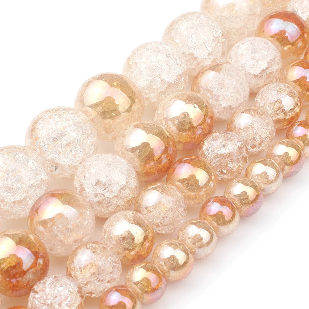 Stone Beads Round Multicolor Cracked Quartz-Style for DIY Jewelry Making