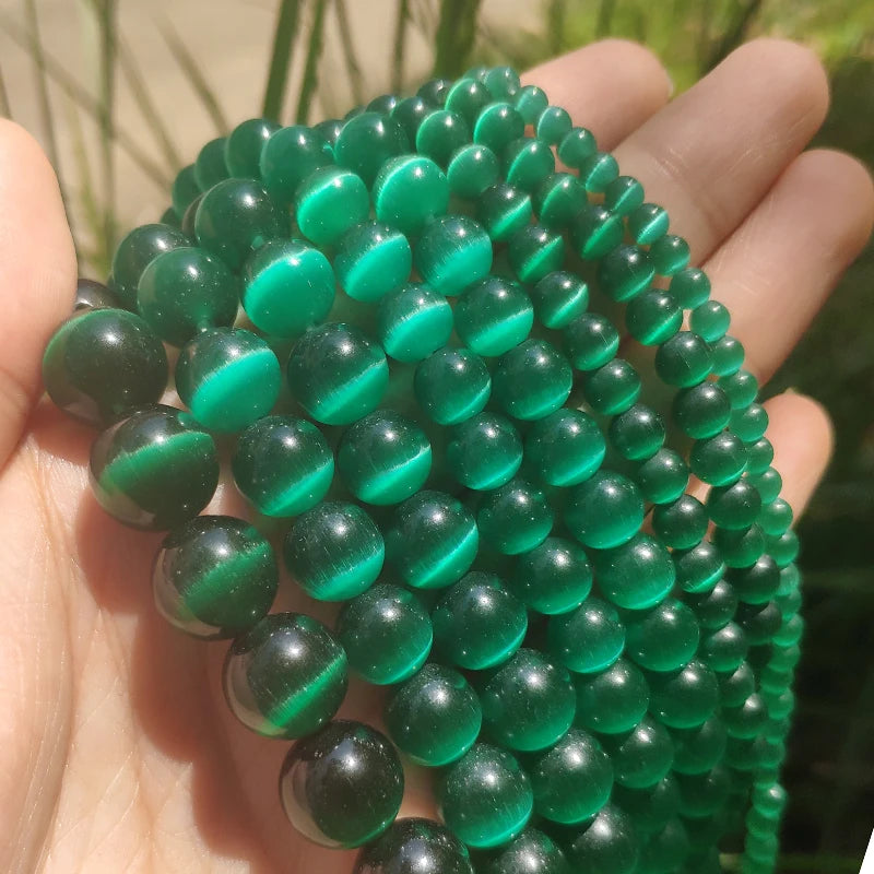 Glass Beads Round Cat Eye Opal-Style Mixed Colors for DIY Jewelry Making