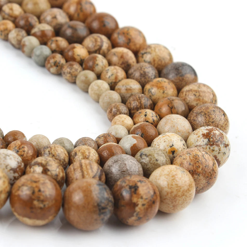 Stone Beads Round Brown Zebra Jasper-Style for DIY Jewelry Making Craft Beads