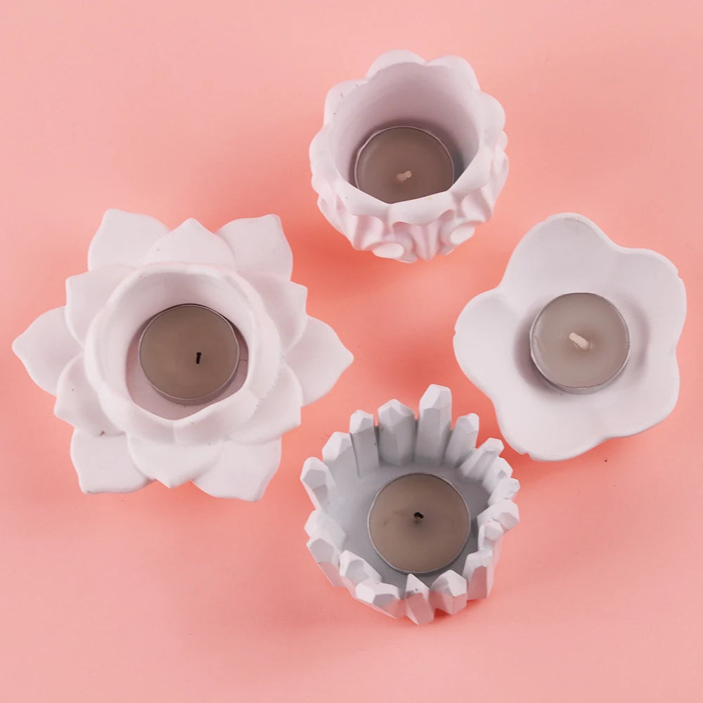 3D Lotus Candlestick Silicone Mold for DIY Planter Storage Box Craft Making Concrete Resin Plaster Mould Candle Holder Mold Tool