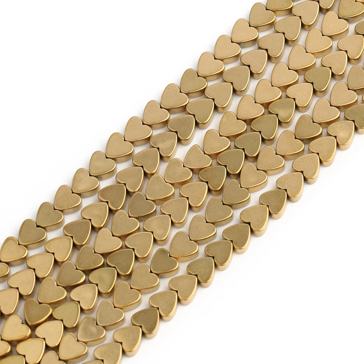Stone Beads Color Retention Gold-Plated Hematite Heart Flat Round Craft Beads