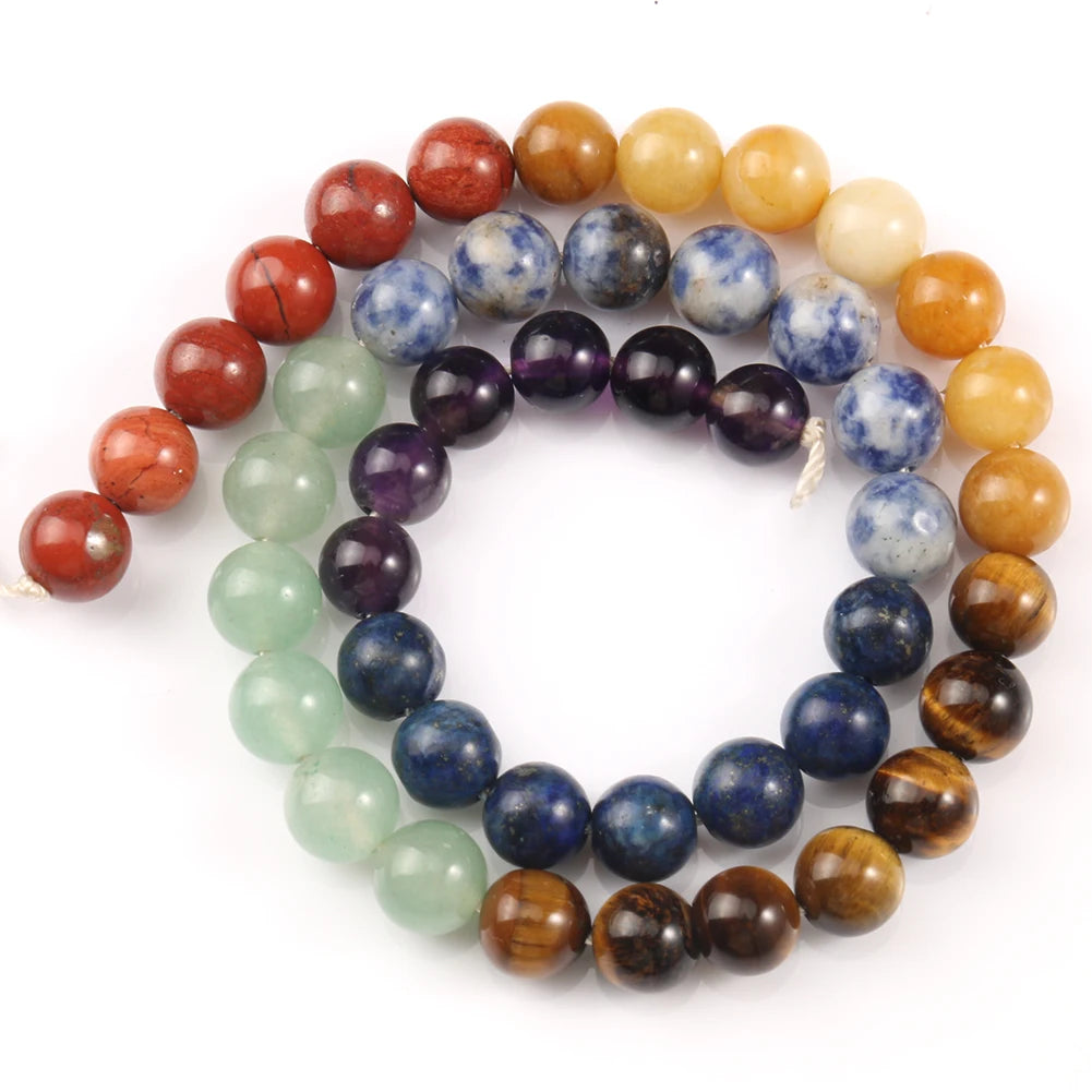 Stone Beads Round Seven Chakra Assorted Stone Styles for DIY Jewelry Making
