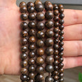Stone Beads Round Brown Bronzite-Style Spacers for DIY Jewelry Making