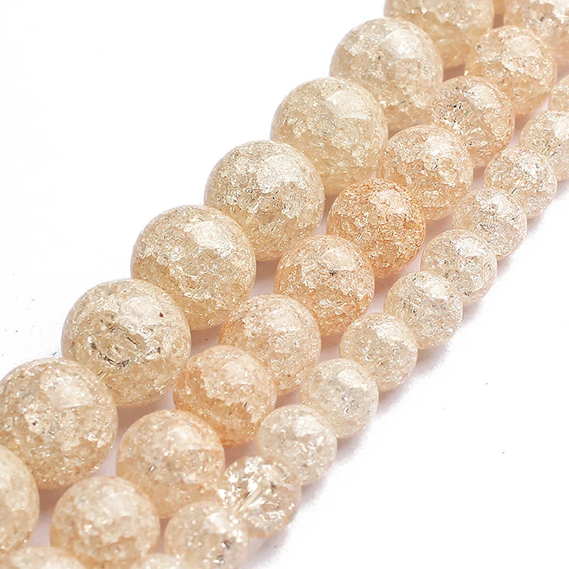 Stone Beads Round Multicolor Cracked Quartz-Style for DIY Jewelry Making