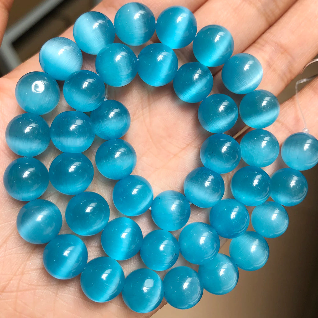 Glass Beads Pink Cat Eye Opal-Style Round for DIY Jewelry Making Craft Beads