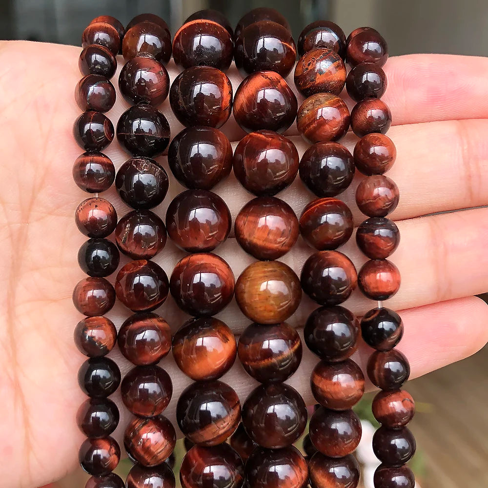 Stone Beads Round Red Tiger Eye Spacer Strand for DIY Jewelry Making Craft Beads