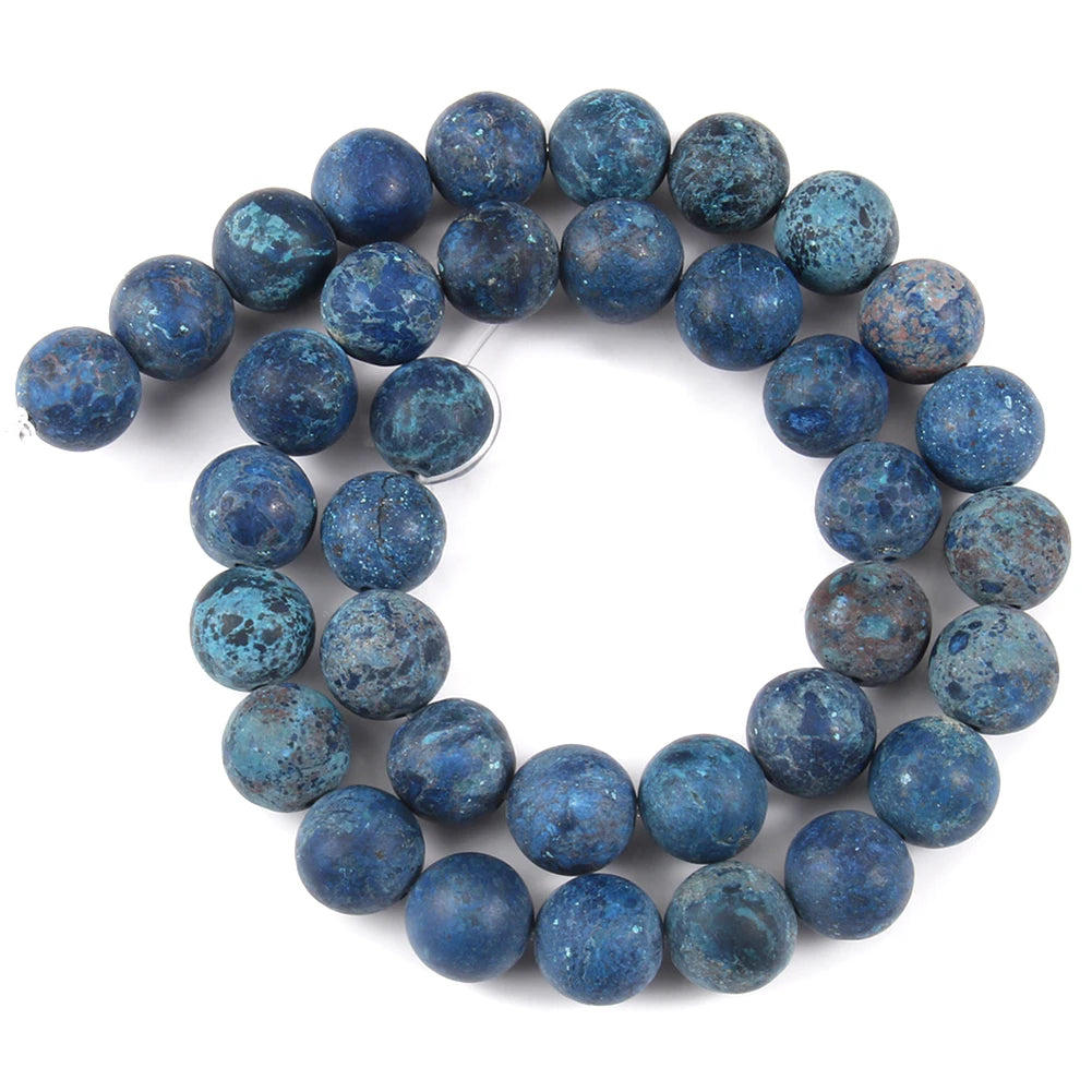 Stone Beads Matte Round Blue Howlite-Style for DIY Jewelry Making Craft Beads