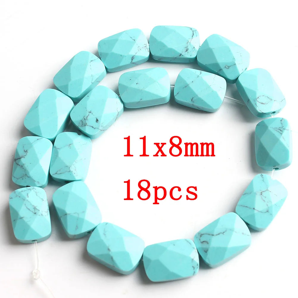 Stone Beads 18style Blue Turquoises-Style Matte Faceted Round Rondelles