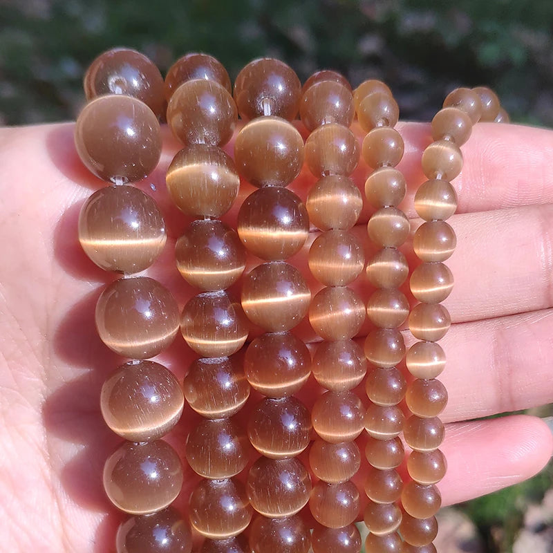 Glass Beads Round Cat Eye Opal-Style Mixed Colors for DIY Jewelry Making