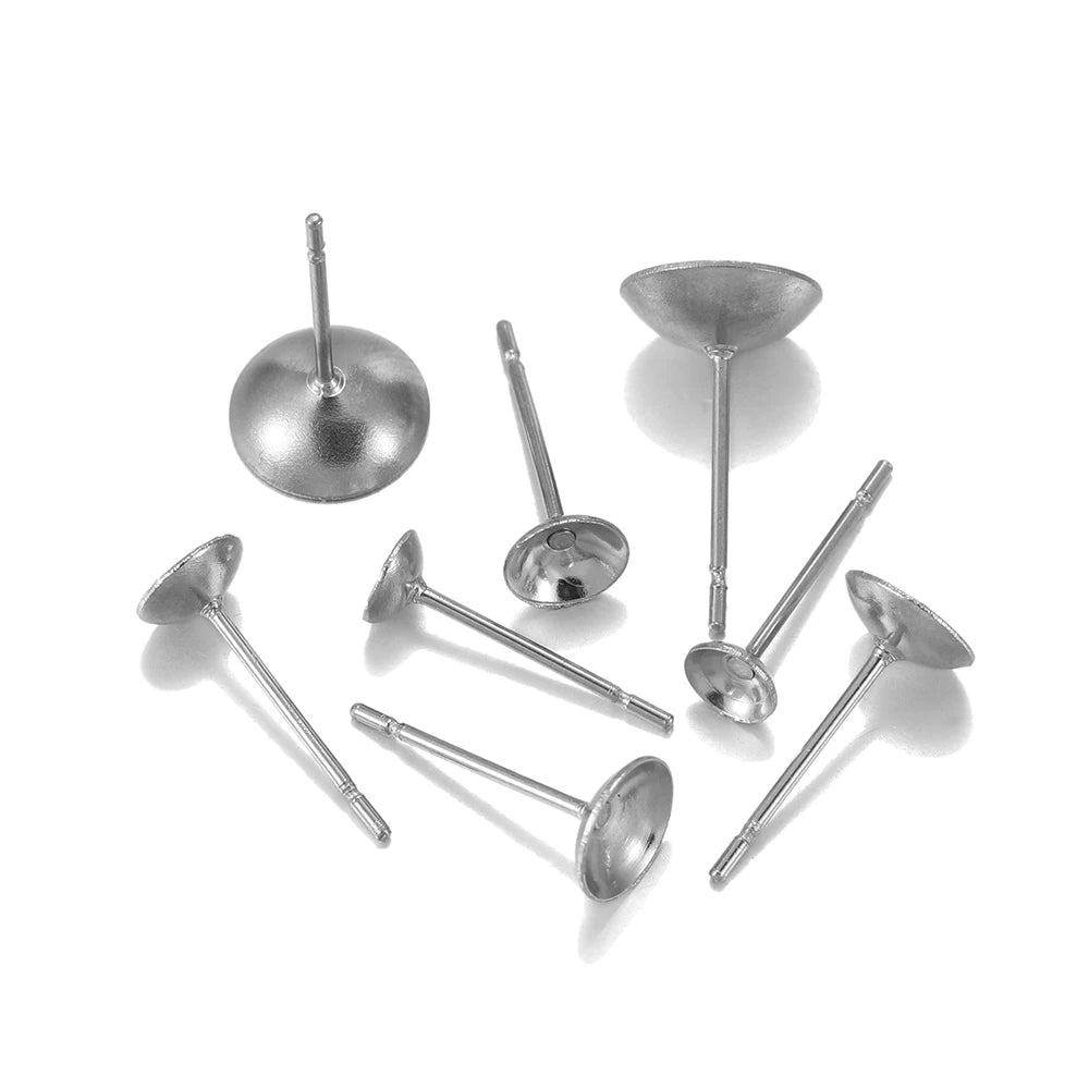 Earring Components Stainless Steel Settings Cabochon Bezel Trays Craft Supplies