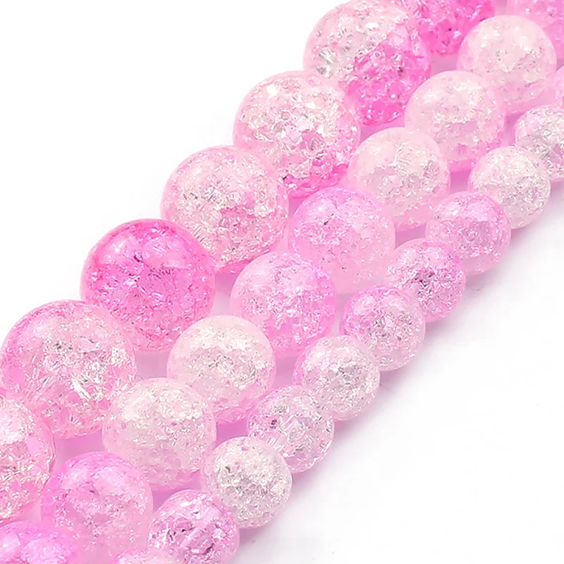 Stone Beads Round Multicolor Cracked Quartz-Style for DIY Jewelry Making