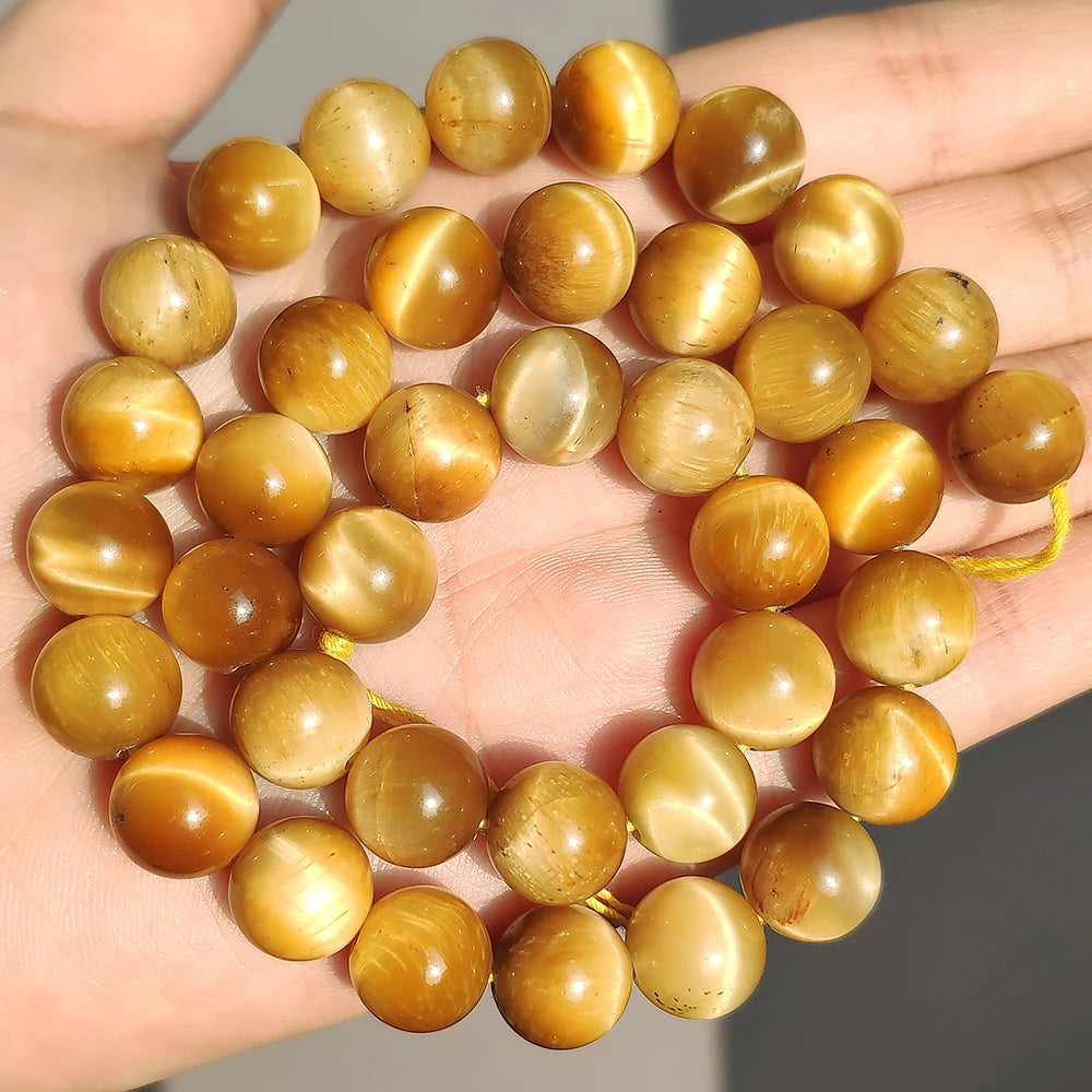 Stone Beads Yellow Tiger Eye Round Spacer Strand for DIY Jewelry Making