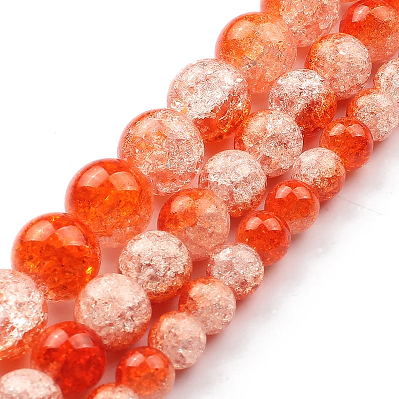 Stone Beads Round Multicolor Cracked Quartz-Style for DIY Jewelry Making