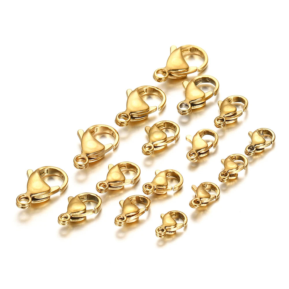 Lobster Clasps Stainless Steel Gold Color Connectors DIY Jewelry Making