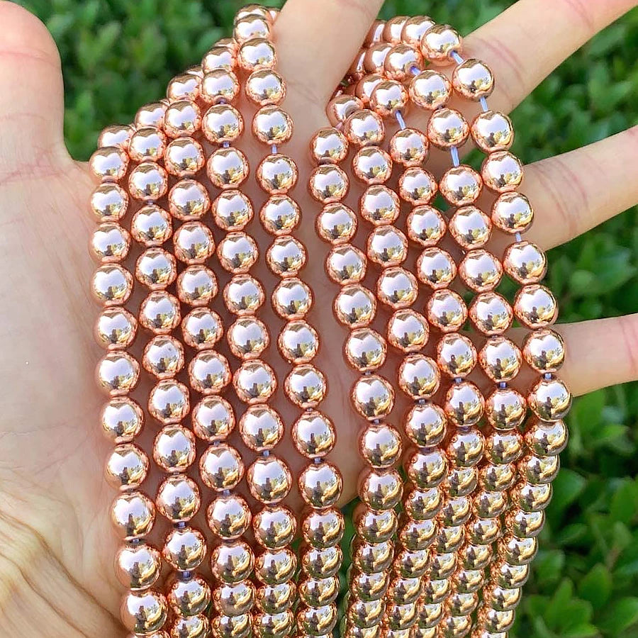 Stone Beads Hematite-Style Rose Gold Silver Colors for DIY Jewelry Making
