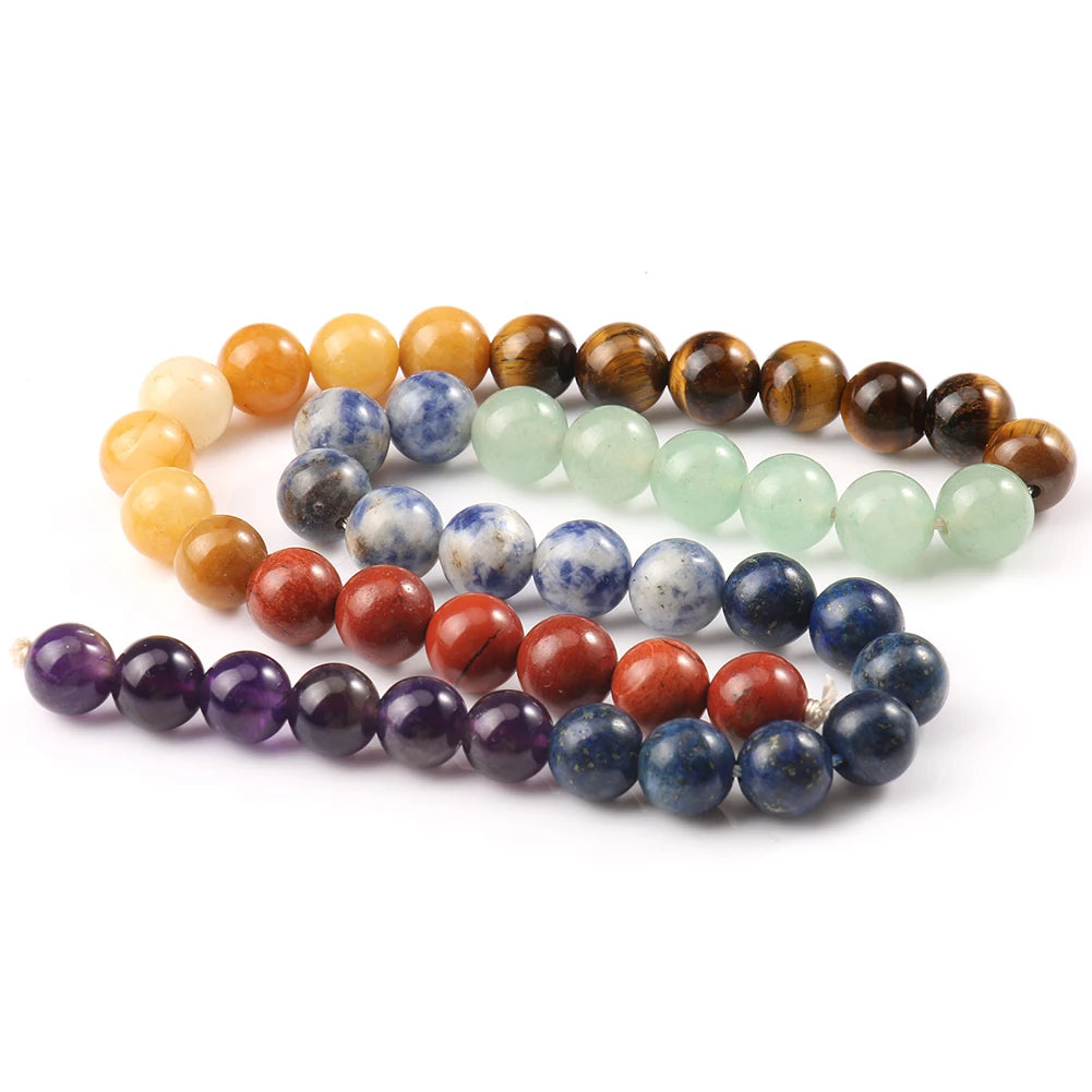 Stone Beads Round Seven Chakra Assorted Stone Styles for DIY Jewelry Making