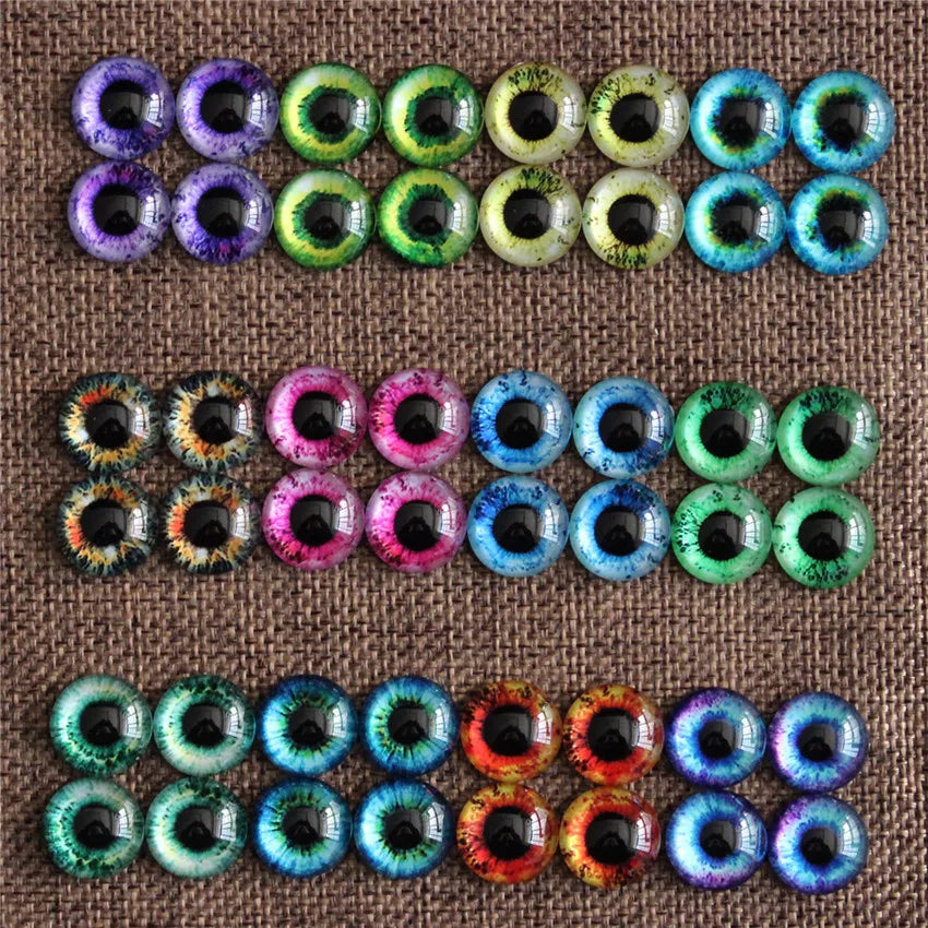 Doll Eyes From 6mm to 30mm Random Mixed Round Eyes In Pairs Pattern Glass Flatback Photo Cabochons Base DIY Msking Accessories