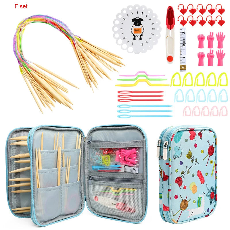 Crochet Hook Set with Animal Handles, Scissors & Craft Storage Bag