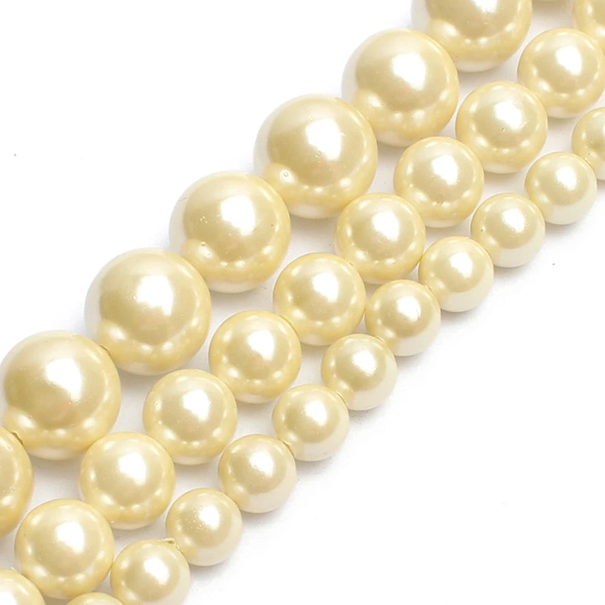 Shell Beads Round Pearl-Style Assorted Colors for DIY Jewelry Making Craft Beads