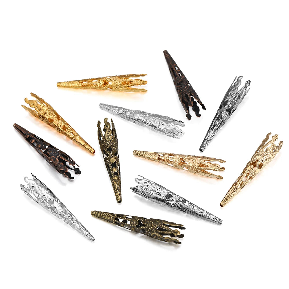 Earring Components Hollow Out Cone Filigree Bugle Flower End Caps Craft Supplies