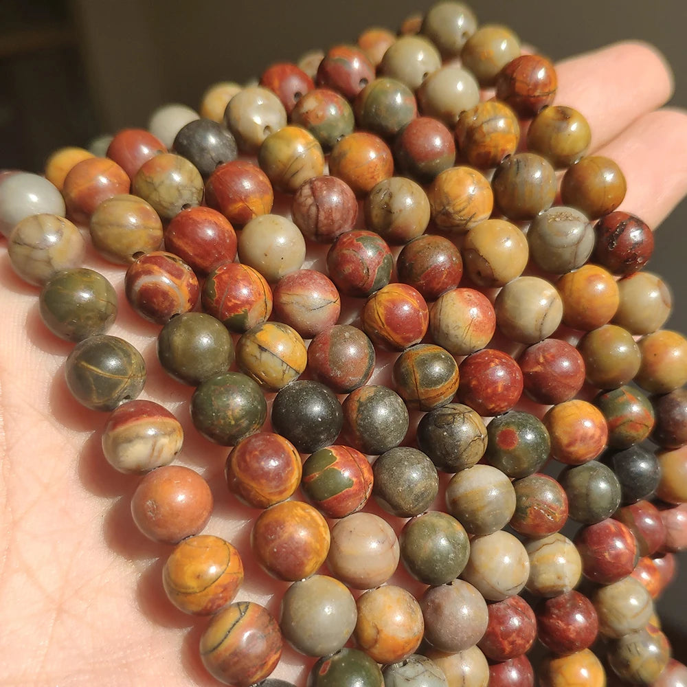 Stone Beads Round Brown Zebra Jasper-Style for DIY Jewelry Making Craft Beads