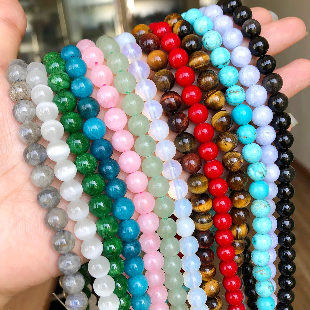 Stone Beads Lava Rose Quartz-Style Tiger Eye Turquoise-Style Labradorite