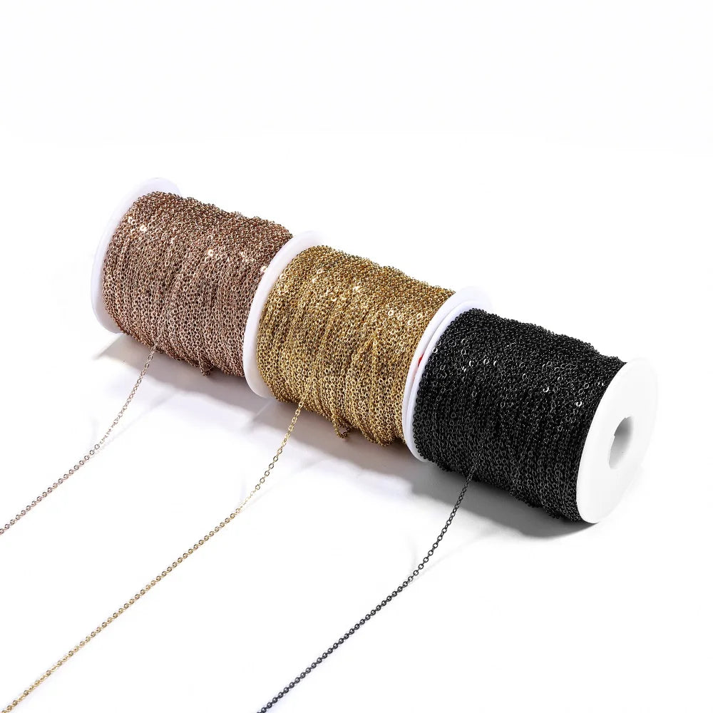 Jewelry Chains . Stainless Steel Necklace Gold Color Bulk Chain Craft Supplies